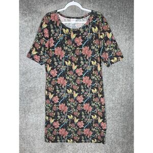 Lularoe Julia Bodycon Straight Dress Womens Size 3XL Black Pink Floral Stretch‎